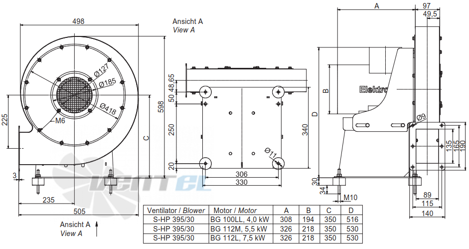 Elektror S-HP 395/30 4.0 КВТ - описание, технические характеристики, графики