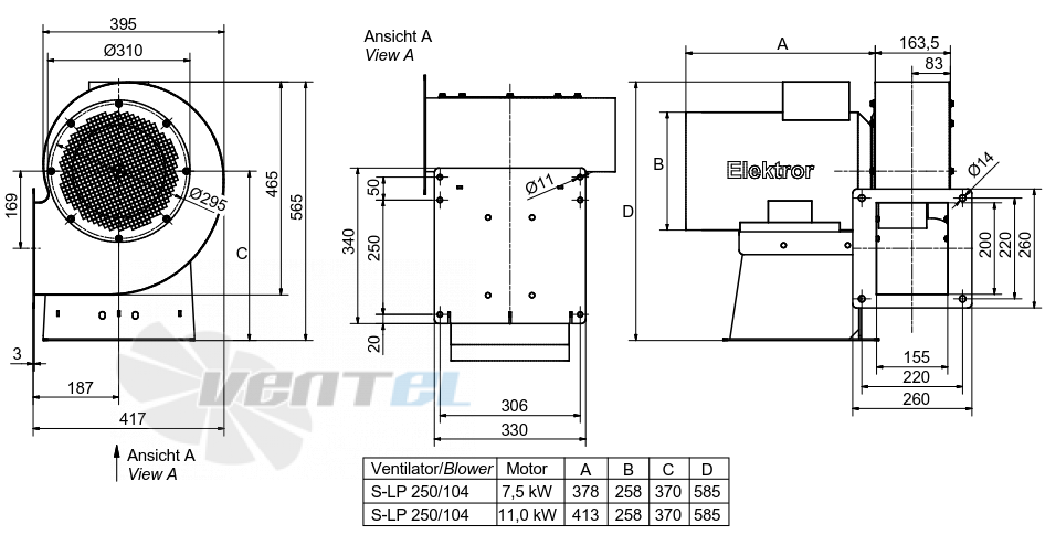 Elektror S-LP 250/104 - описание, технические характеристики, графики