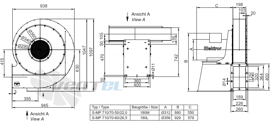 Elektror S-MP 710/70 IE3 - описание, технические характеристики, графики