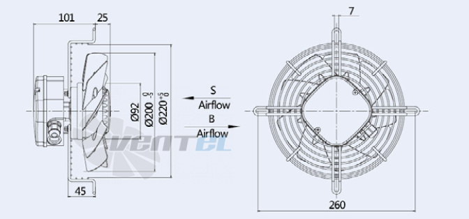 Weiguang YWF2D-200-S-92/15-G - описание, технические характеристики, графики