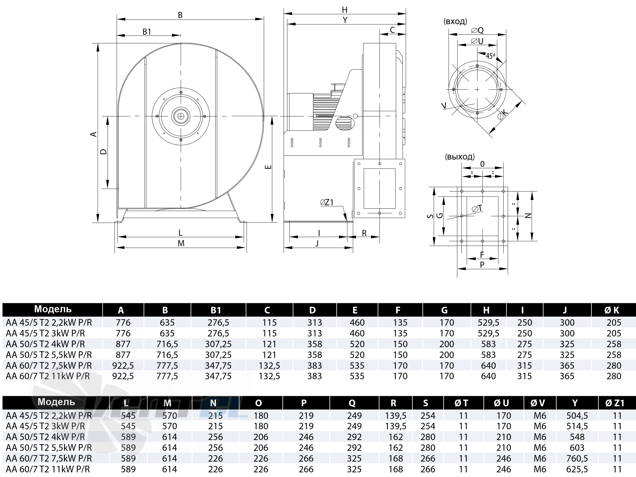 Casals CASALS AA P/R 45/5 T2 2.2 КВТ - описание, технические характеристики, графики