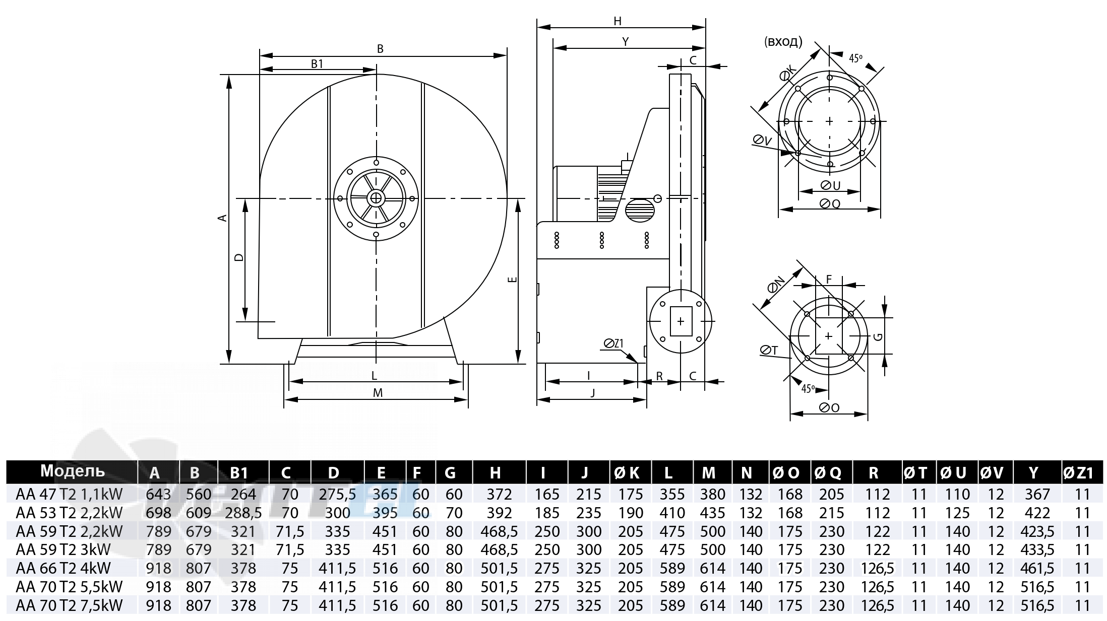 Casals CASALS AA 59 T2 2,2 КВТ - описание, технические характеристики, графики