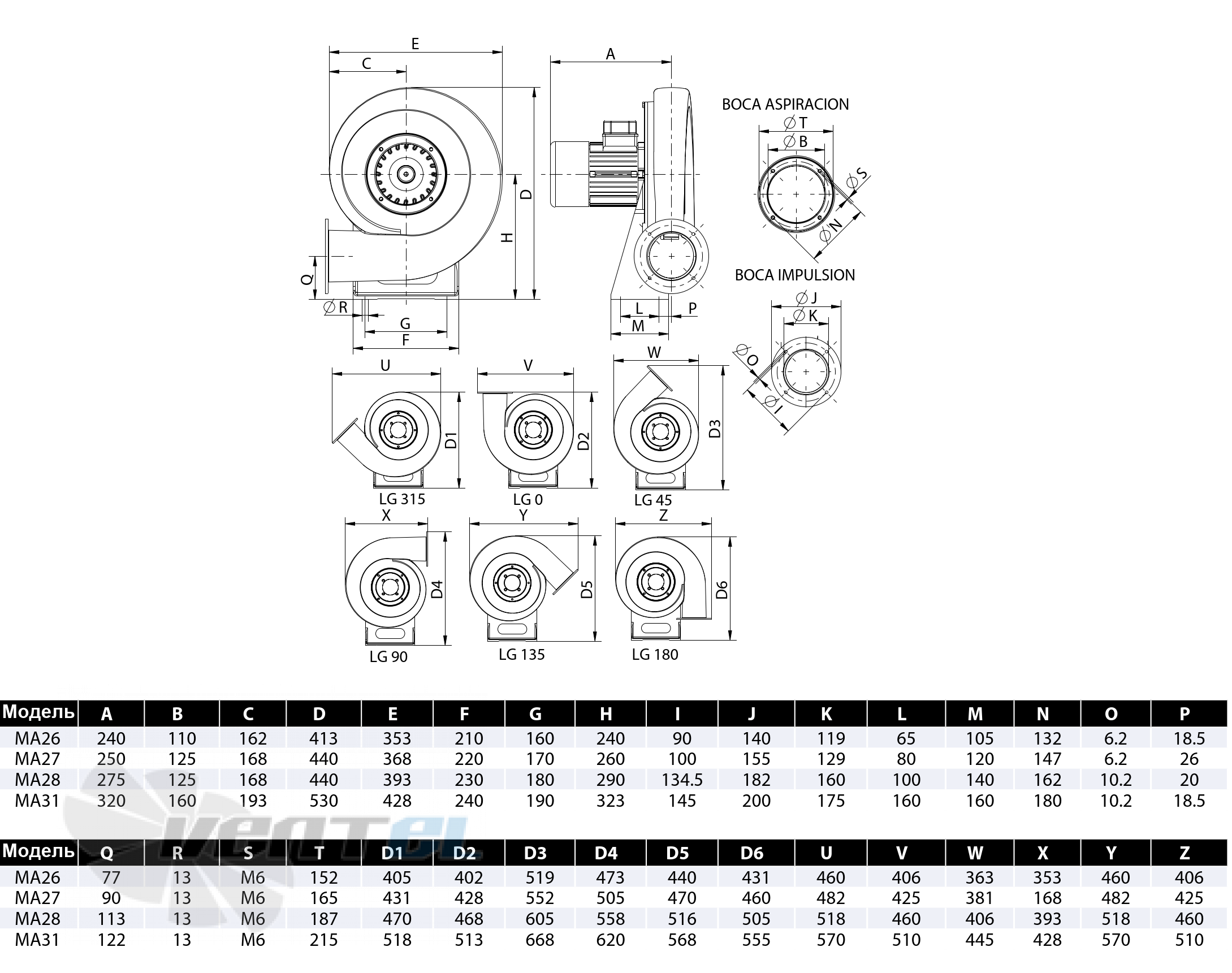 Casals CASALS MA 26 T2 0.37 КВТ - описание, технические характеристики, графики