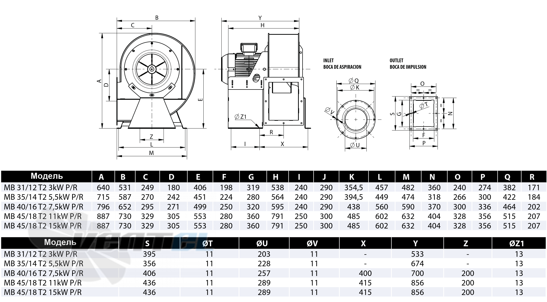 Casals CASALS MB 31/12 T2 3 КВТ P/R - описание, технические характеристики, графики