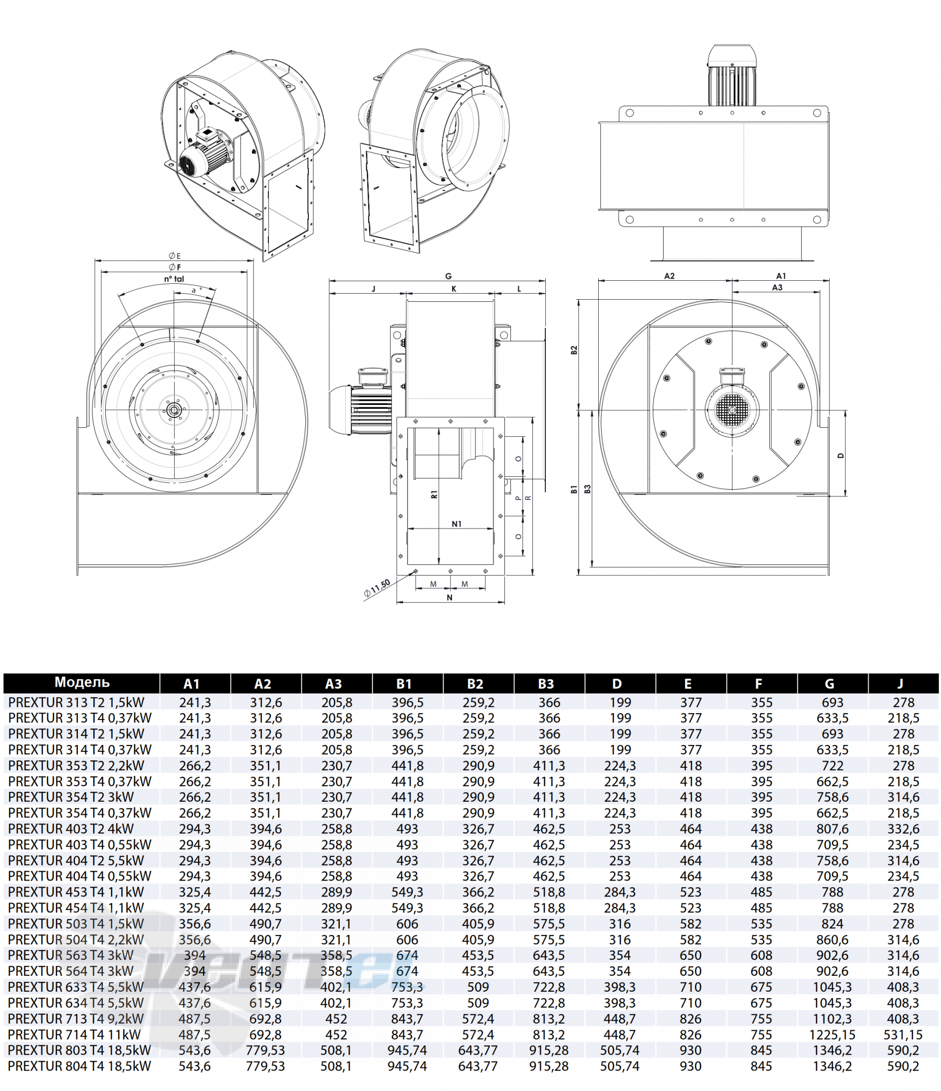 Casals CASALS PREXTUR 804 T4 18,5 КВТ - описание, технические характеристики, графики