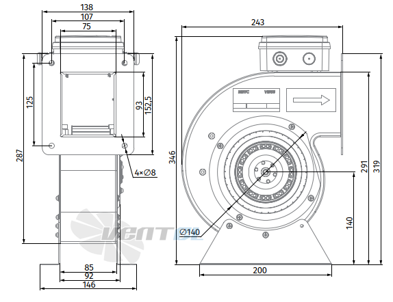 Blauberg BLAUBERG HELIX 140*60 2E - описание, технические характеристики, графики