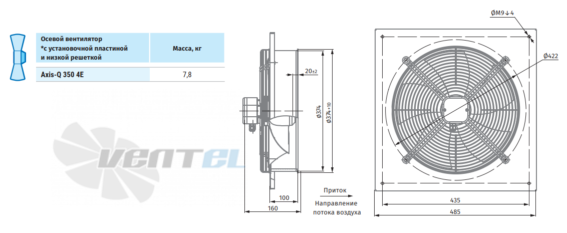 Blauberg BLAUBERG AXIS-Q 350 4E - описание, технические характеристики, графики