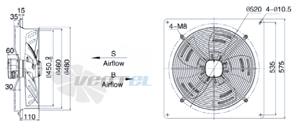 Weiguang YWF-4D-450-S-137/35-R - описание, технические характеристики, графики