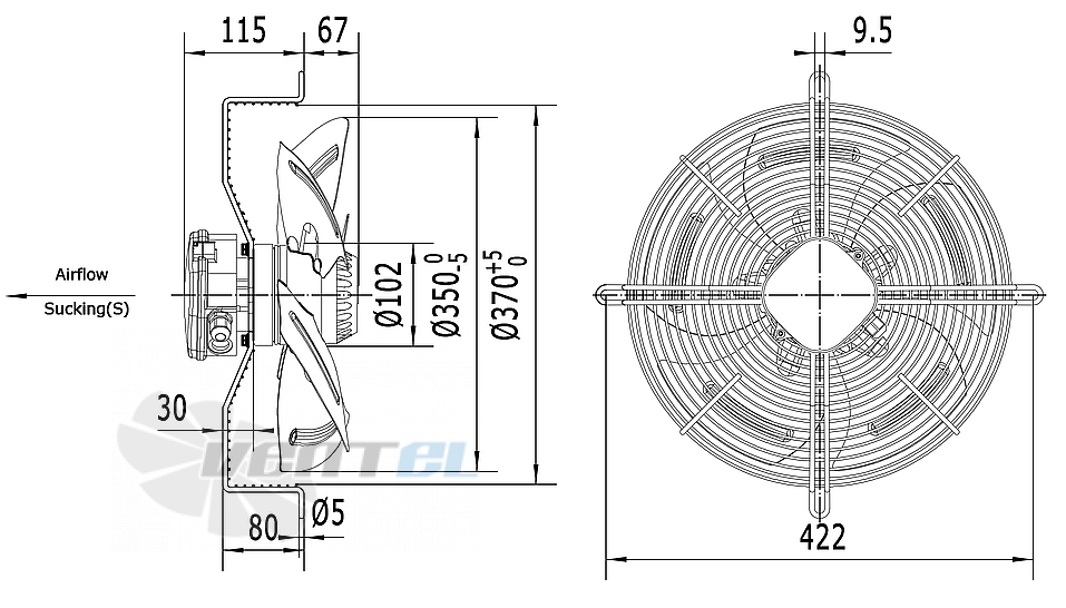 Weiguang WEIGUANG YWF4D-350S-102/47-G - описание, технические характеристики, графики