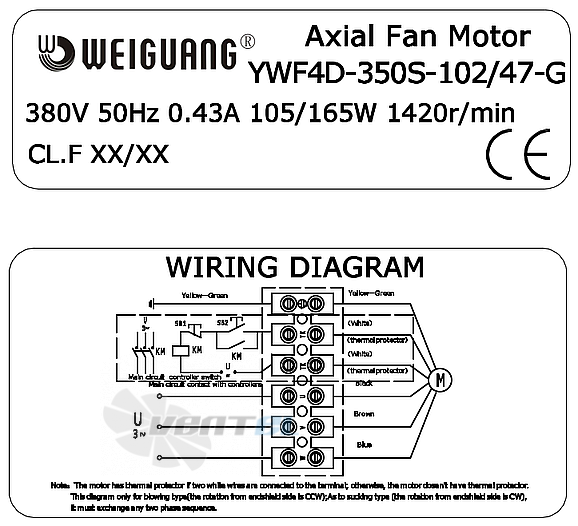 Weiguang WEIGUANG YWF4D-350S-102/47-G - описание, технические характеристики, графики