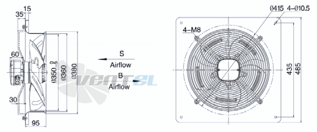 Weiguang YWF-4D-350-S-102/34-B0 - описание, технические характеристики, графики