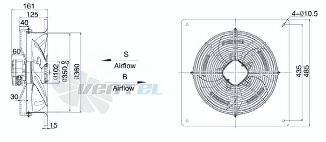 Weiguang YWF-6E-350-B-102/34-B1 - описание, технические характеристики, графики
