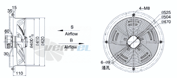 Weiguang YWF-4D-400-S-102/60-R - описание, технические характеристики, графики