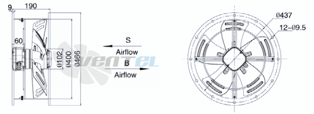 Weiguang YWF-4D-400-B-102/60-T - описание, технические характеристики, графики