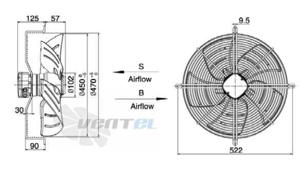 Weiguang YWF-6E-450-B-102/47-G - описание, технические характеристики, графики