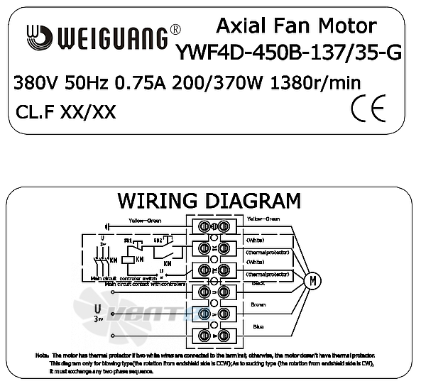 Weiguang WEIGUANG YWF4D-450B-137/35-G - описание, технические характеристики, графики