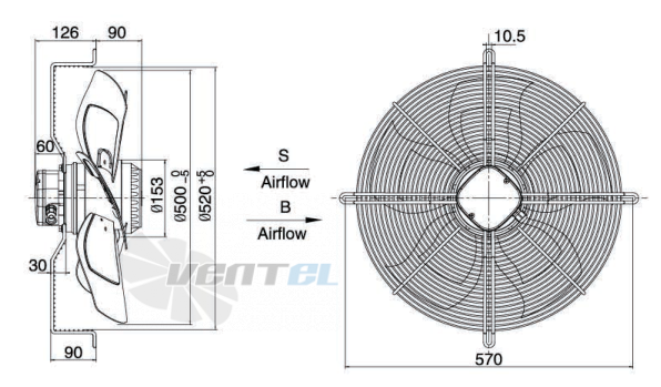 Weiguang YWF-6E-500-S-145/65-G - описание, технические характеристики, графики