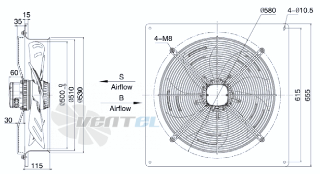 Weiguang YWF-4D-500-S-137/35-B0 - описание, технические характеристики, графики