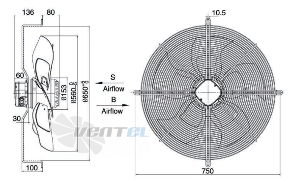 Weiguang YWF-6E-560-B-145/65-G - описание, технические характеристики, графики