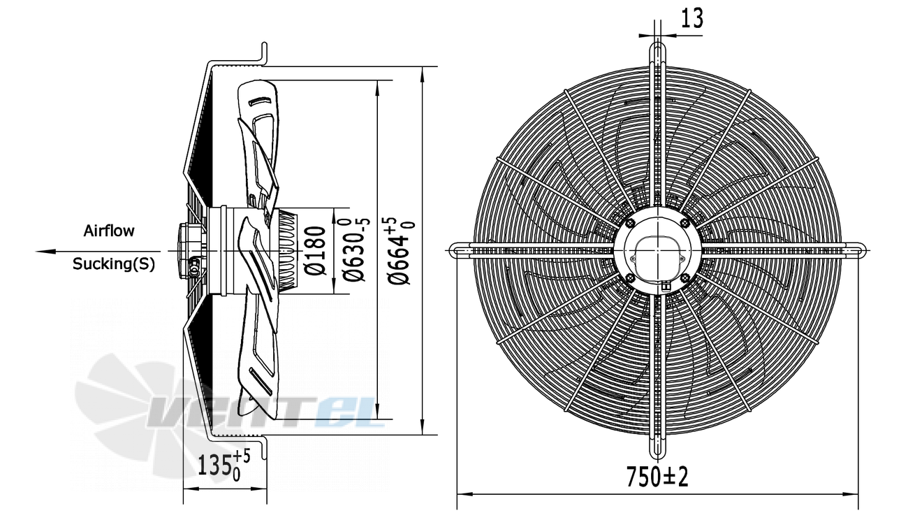 Weiguang YWF-4D-630-S-180/75-G - описание, технические характеристики, графики