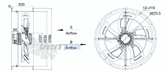 Weiguang YWF-4D-630-S-180/75-T - описание, технические характеристики, графики