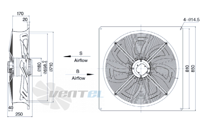 Weiguang YWF-8D-710-S-180/75-B1 - описание, технические характеристики, графики
