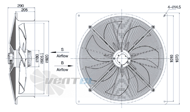 Weiguang YWF-6D-910-S-180/105-B0 - описание, технические характеристики, графики