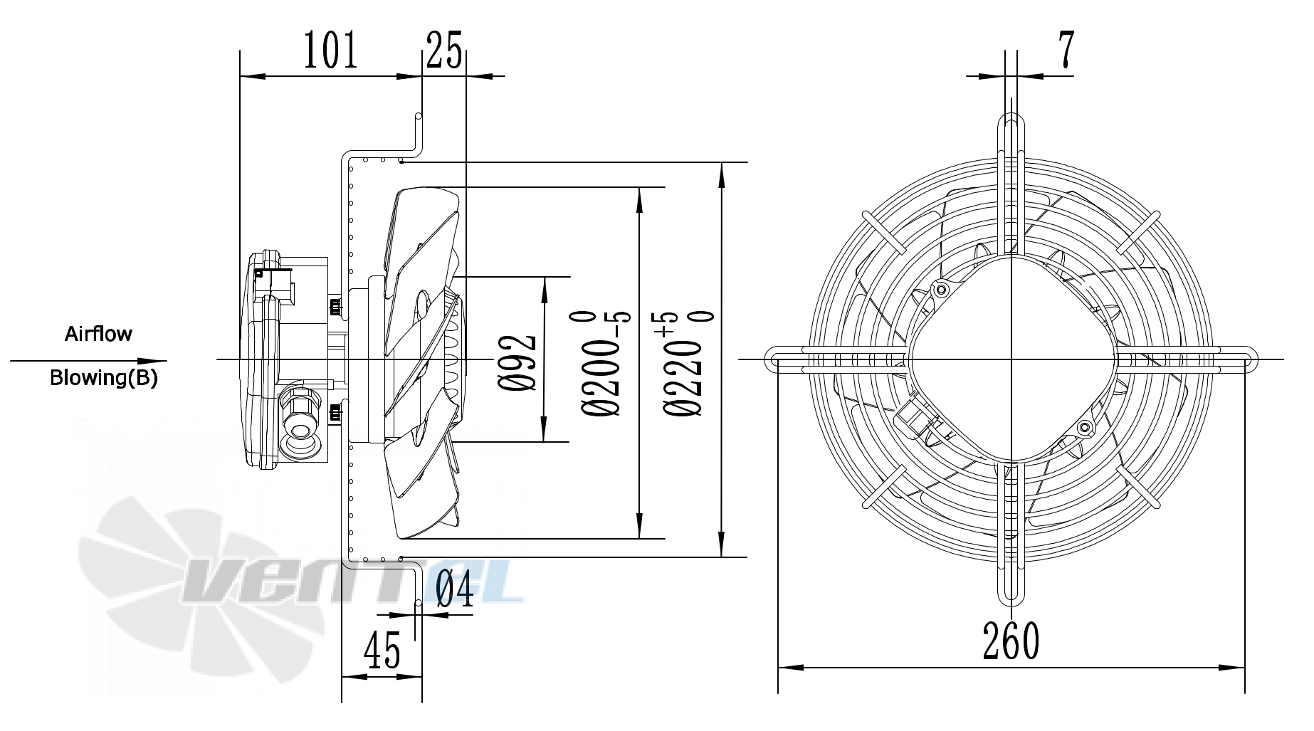 Weiguang WEIGUANG YWF4D-200-B-92/15-G - описание, технические характеристики, графики