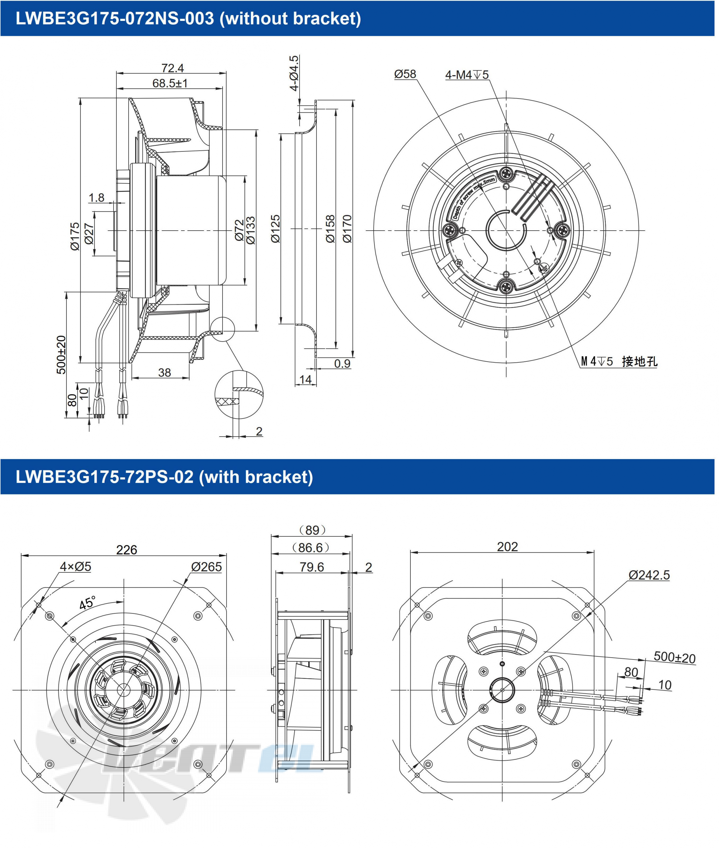 Longwell LWBE3G175-72PS-02 - описание, технические характеристики, графики