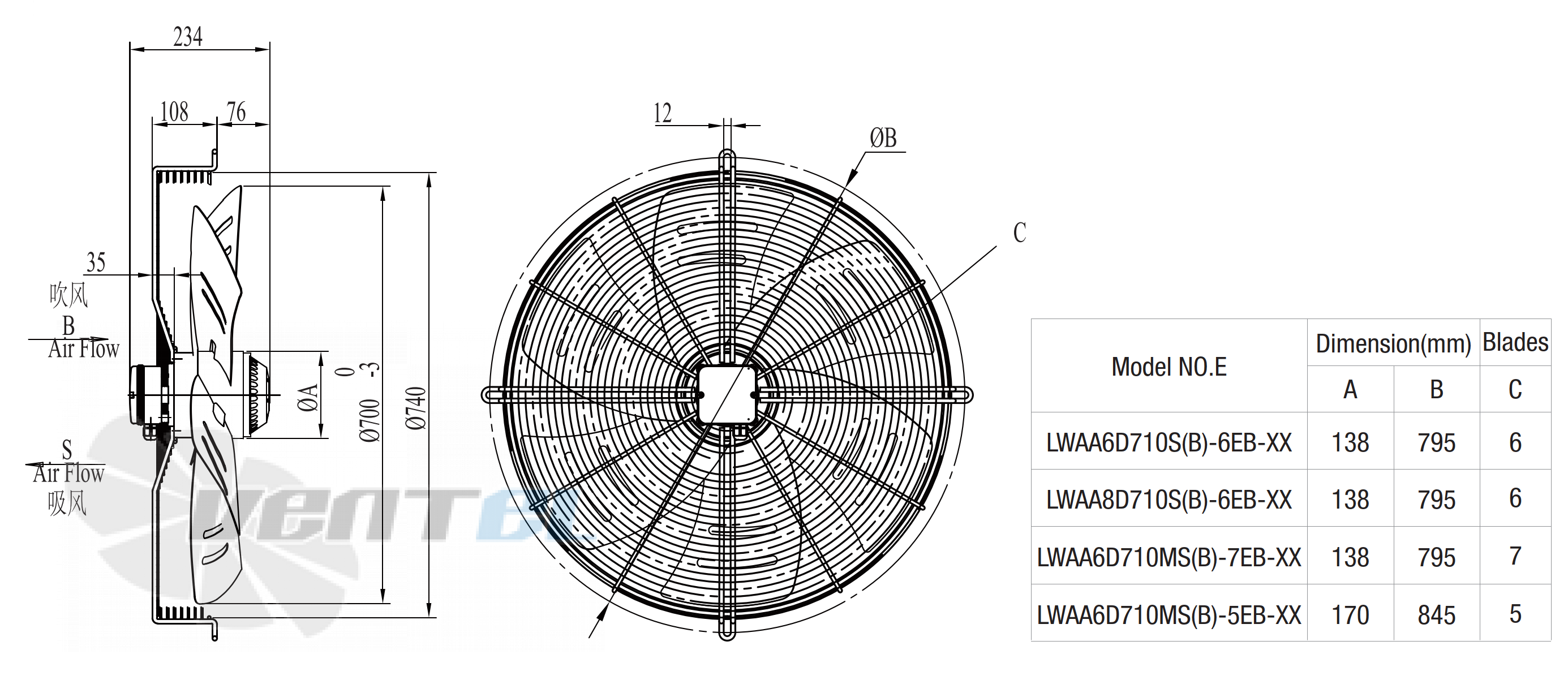 Longwell LWAA6D710S-6EB-08 - описание, технические характеристики, графики