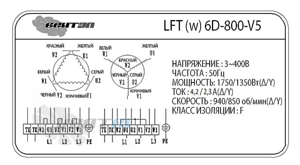 ВентЭл ВЕНТЭЛ LFT(W)-6D-800-V5 - описание, технические характеристики, графики