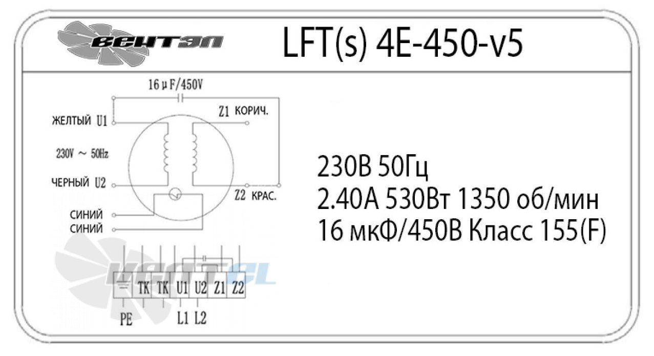 ВентЭл ВЕНТЭЛ LFT(S)-4E-450-V5 - описание, технические характеристики, графики