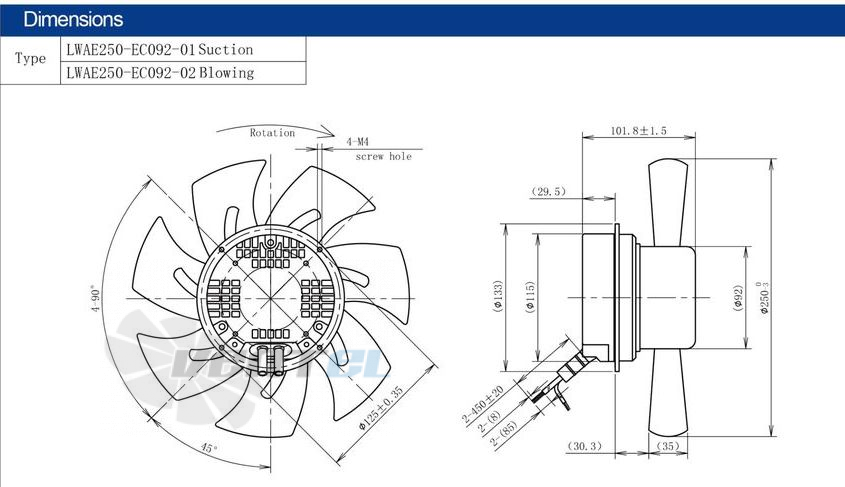 Longwell LWAE250-EC092-01 - описание, технические характеристики, графики