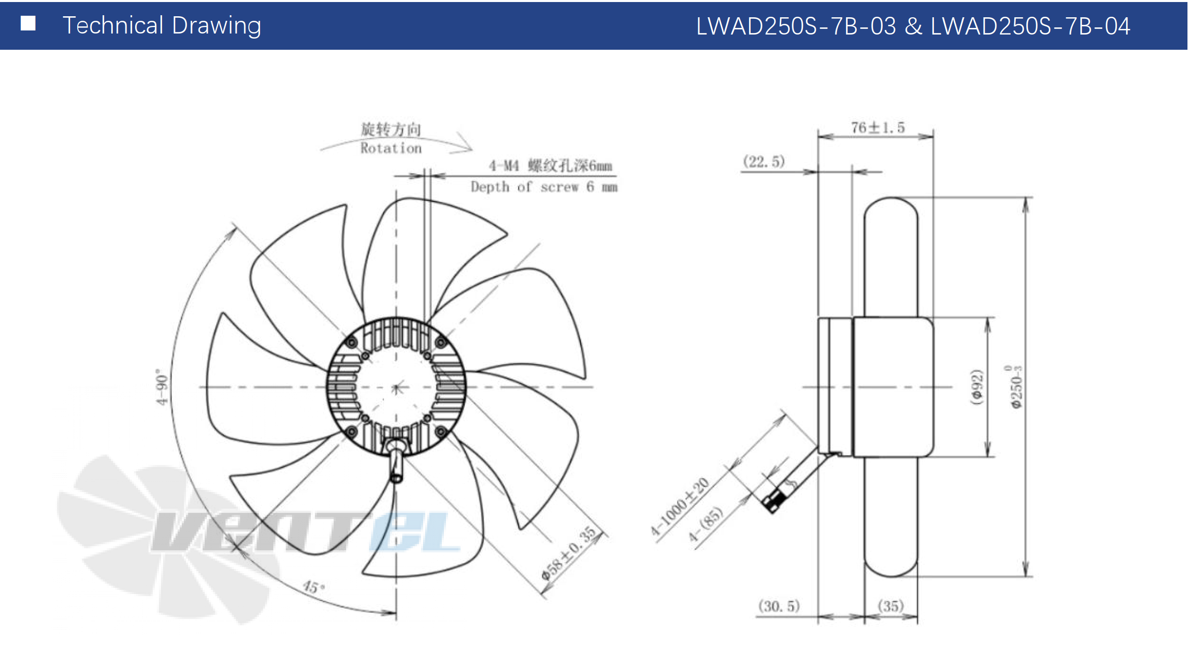 Longwell LWAD250T-7B-04 - описание, технические характеристики, графики