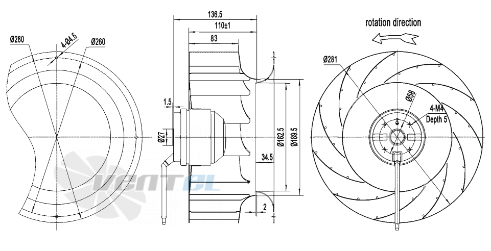 AFL AFL B4E280-110A-AE00 0.08 КВТ - описание, технические характеристики, графики