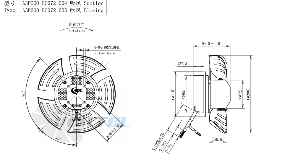 AFL AFL A3P200-EC072-005 - описание, технические характеристики, графики