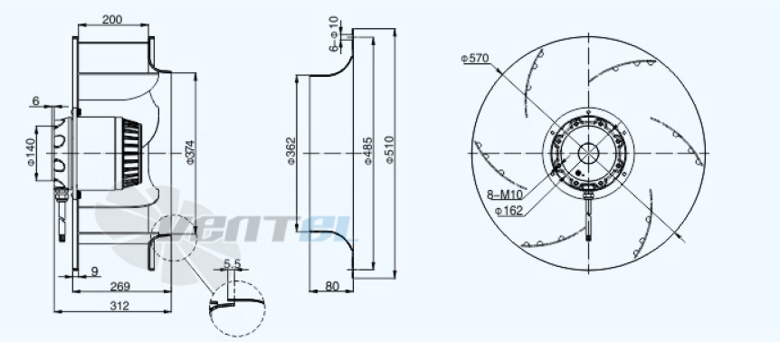 Sanmu YWF(K)4D560-GH03 - описание, технические характеристики, графики