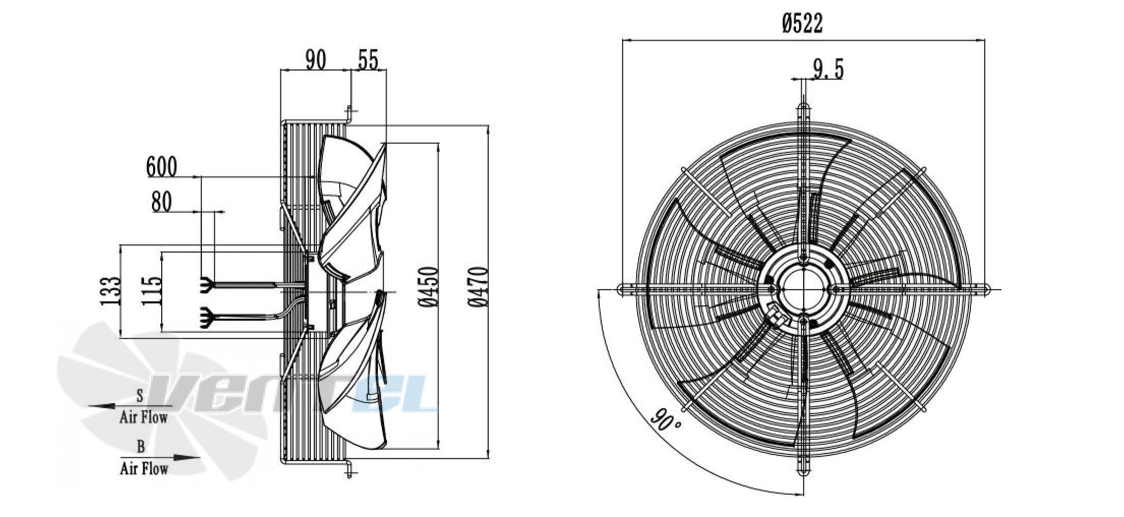 Weiguang EC092/35E3G01-AS450/96P1-01-G - описание, технические характеристики, графики