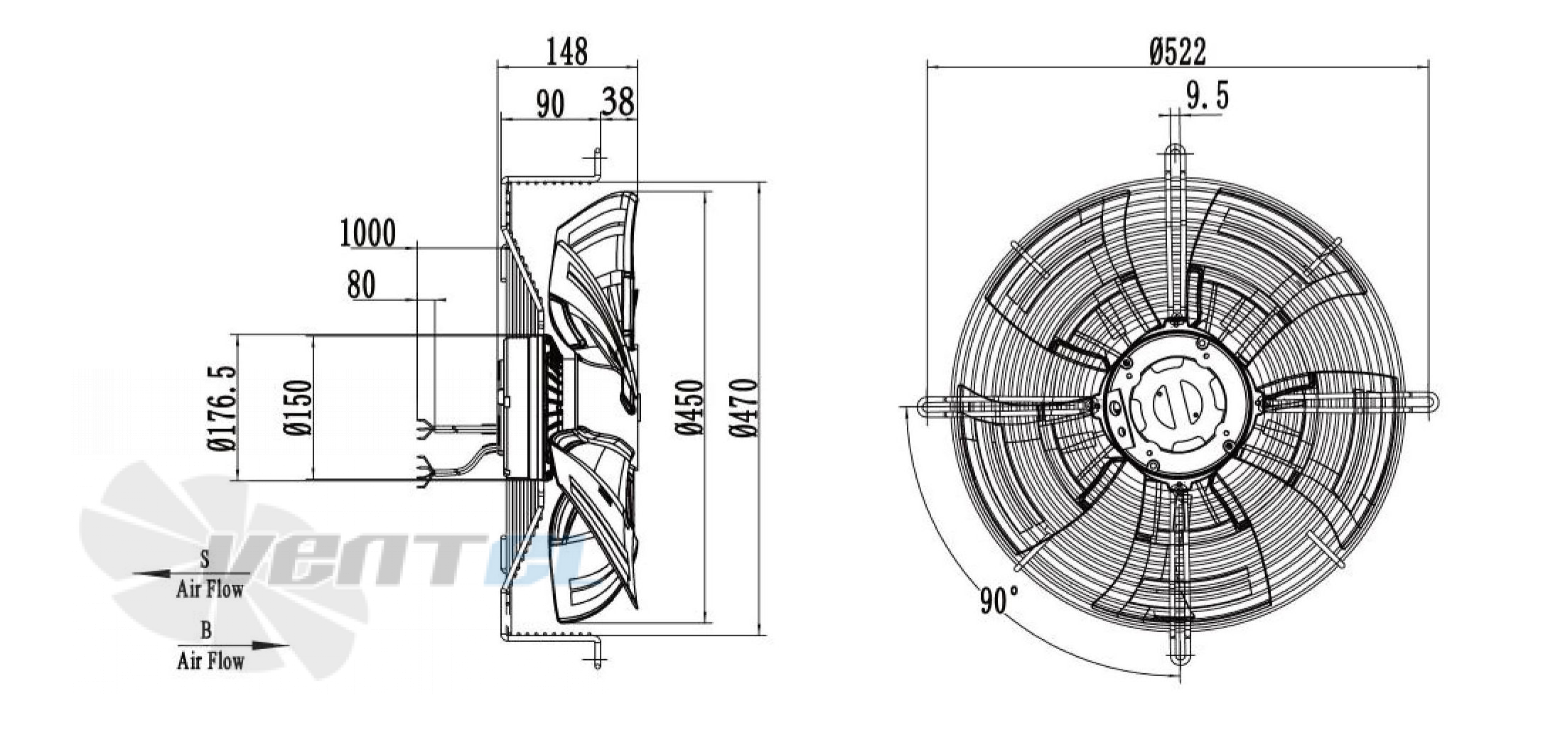 Weiguang EC102/50E3G01-AS450/92P1-01-G - описание, технические характеристики, графики