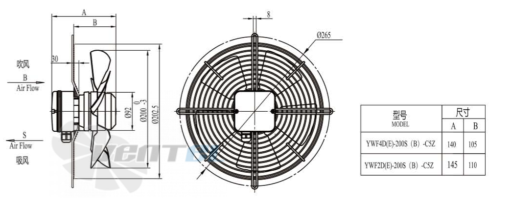 Boyoung BOYOUNG YWF4D-200B-C5Z 0.035 КВТ - описание, технические характеристики, графики