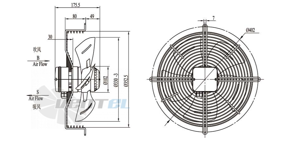 Boyoung BOYOUNG YWF4D-330B-E5L 0.125 КВТ - описание, технические характеристики, графики