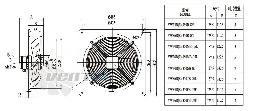 Boyoung BOYOUNG YWF4D-350B-G5L 0.15 КВТ - описание, технические характеристики, графики