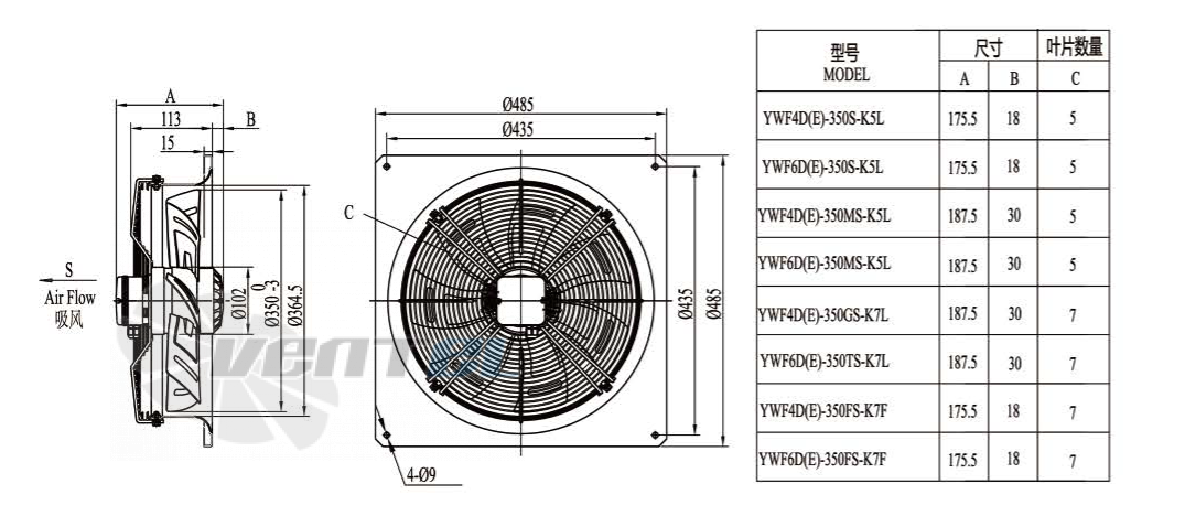 Boyoung BOYOUNG YWF4D-350S-K5L 0.15 КВТ - описание, технические характеристики, графики