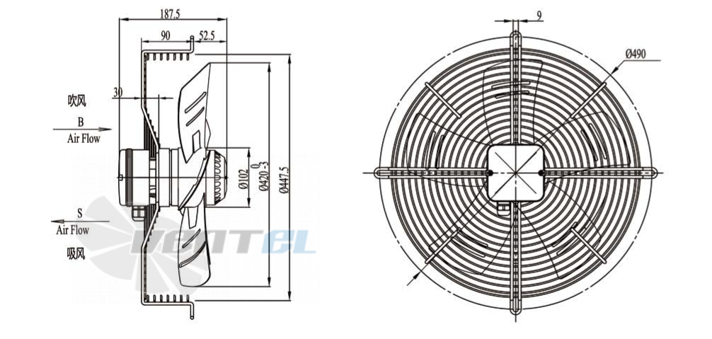 Boyoung BOYOUNG YWF4D-420B-E5L 0.21 КВТ - описание, технические характеристики, графики