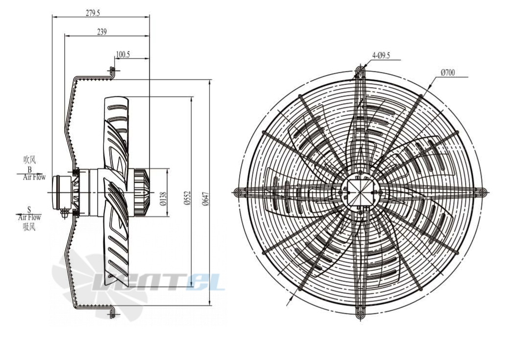 Boyoung BOYOUNG YWF4D-560GS-E7L 1.26 КВТ - описание, технические характеристики, графики