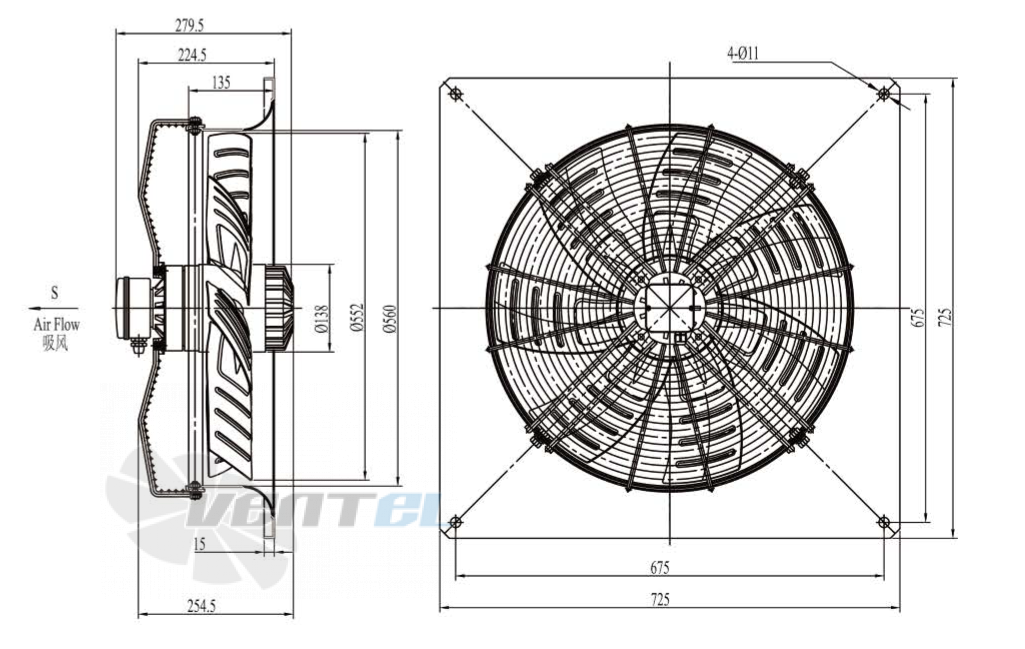 Boyoung BOYOUNG YWF4D-560GS-K7L 1.26 КВТ - описание, технические характеристики, графики