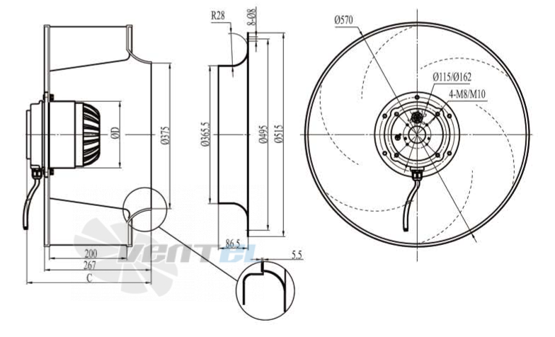 Boyoung BOYOUNG DYF6E-560-HW3A 0.63 КВТ - описание, технические характеристики, графики