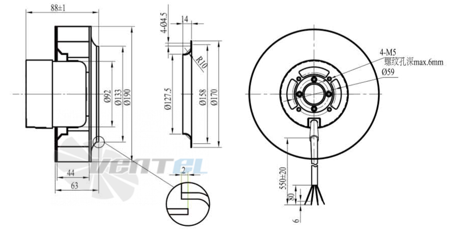 Boyoung BOYOUNG HW3DC-190-092-I-061.5 DC24 0.152 КВТ - описание, технические характеристики, графики