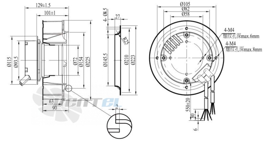 Boyoung BOYOUNG HW2EC-225-072-I-1P090 0.082 КВТ - описание, технические характеристики, графики