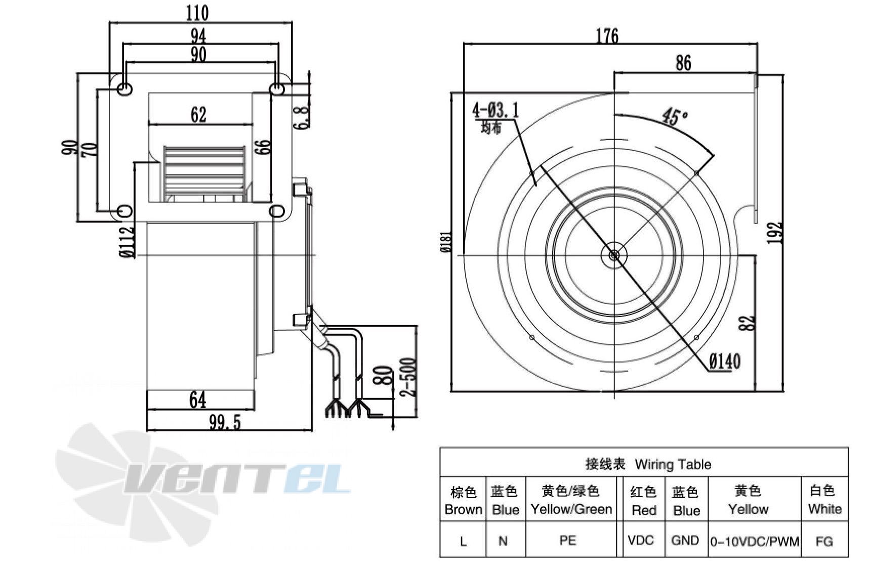 Weiguang WEIGUANG EC072-25E3G01-FG133-46S1-04 0.04 КВТ - описание, технические характеристики, графики